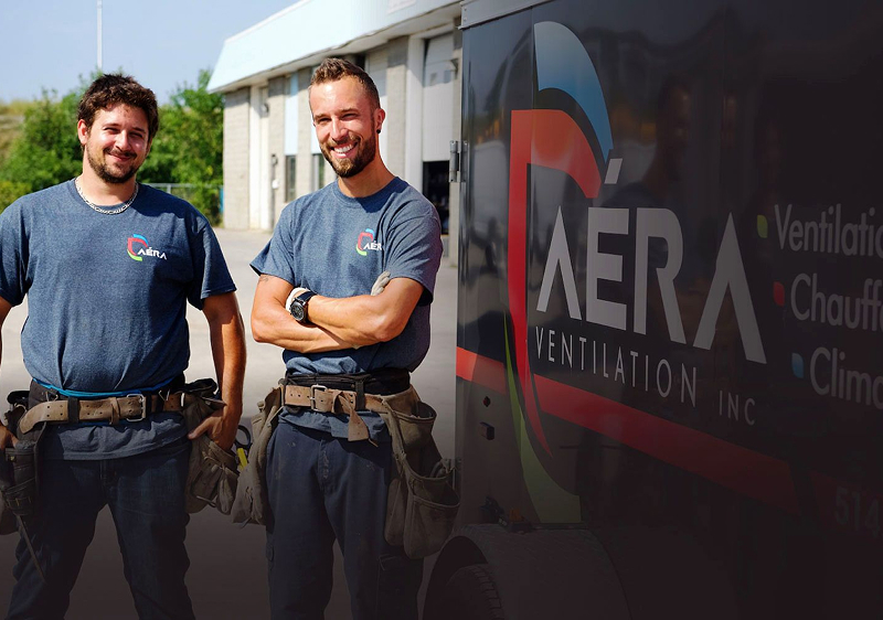 Équipe Aéra Ventilation avec camion de service